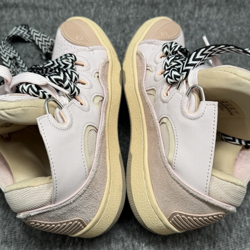 Lanvin Curb Sneakers Womens Sz 8 EU 38 Pink Cream Made In Italy Leather - Picture 10 of 12